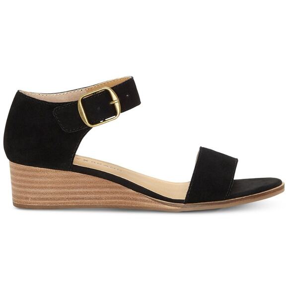 Lucky Brand Black Riamsee Wedge Sandals - Picture 2 of 7